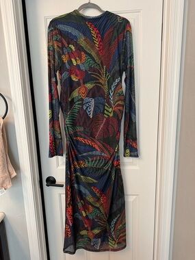 Farm Rio for Anthropologie Long-Sleeve Midi / Maxi Mesh Dress XL